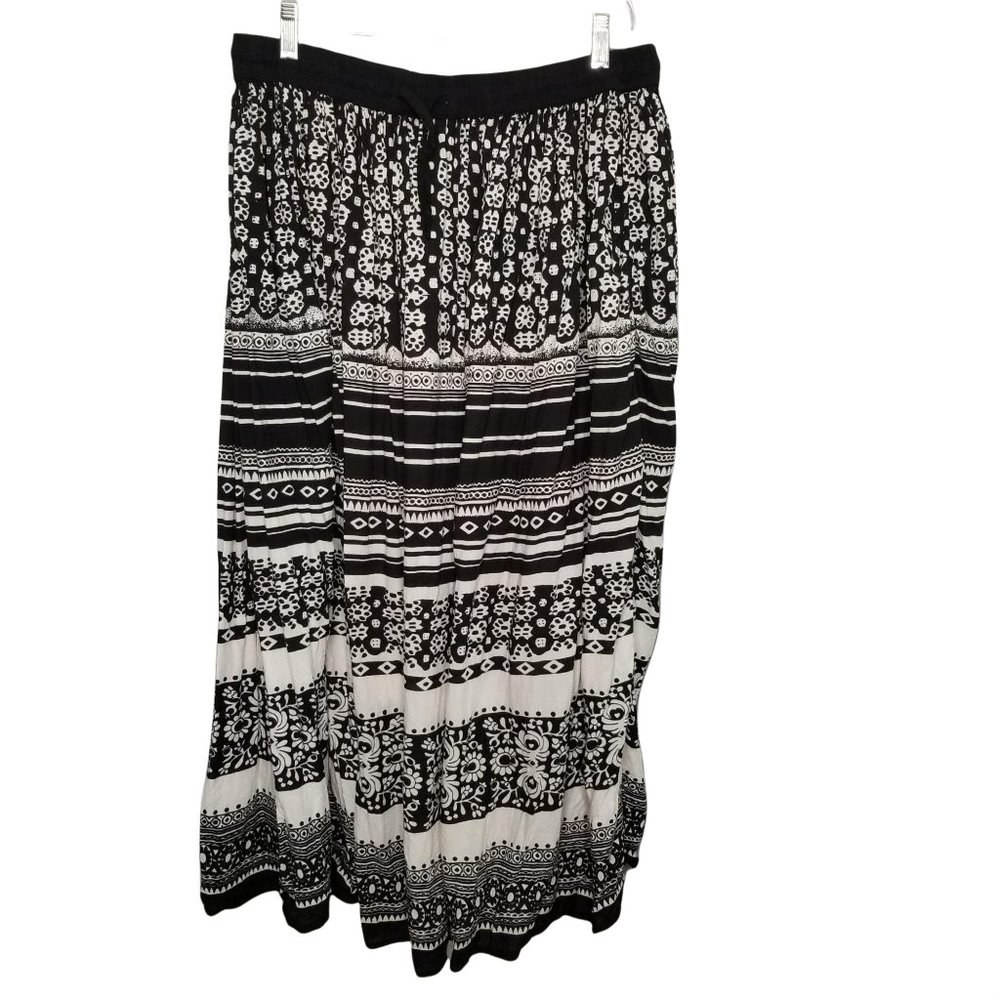 UNITi Size L to XXL Skirt Rayon BoHo Maxi Stretch Drawstring Waist Floral Print